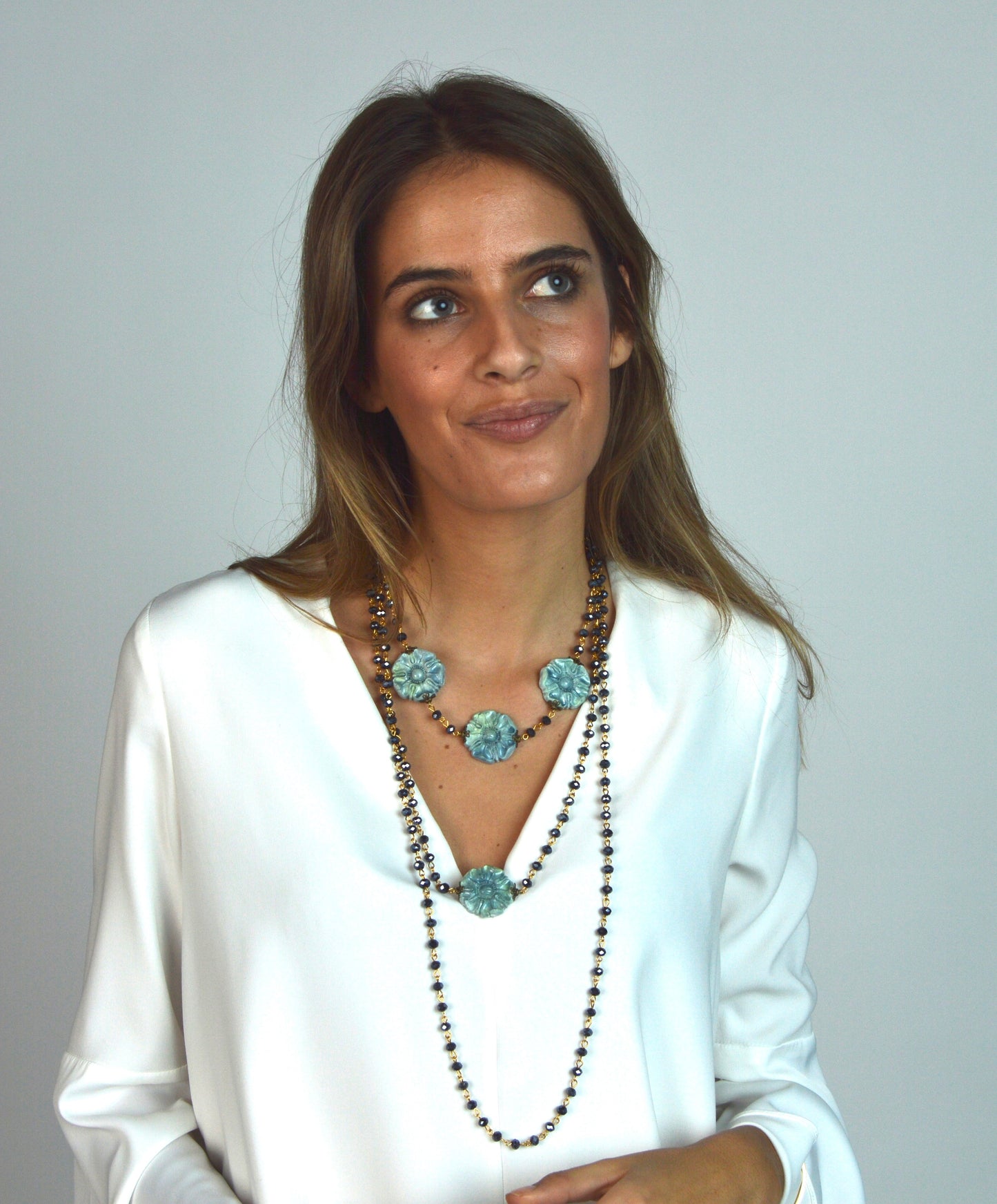 Collar Triple Vuelta Azul